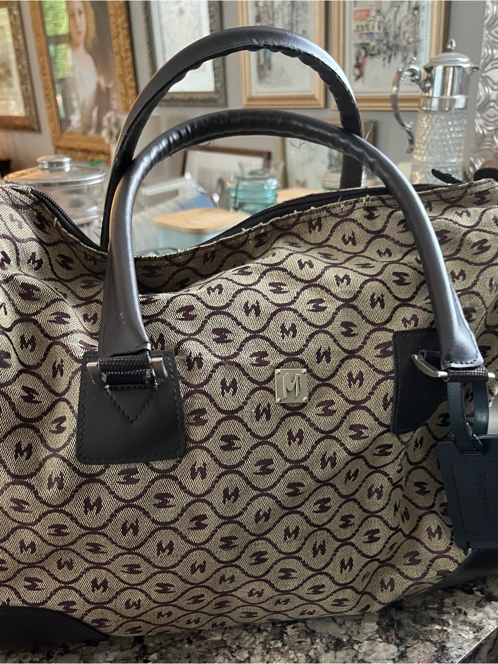 Metropous Beige and Brown Logo Tote Bag
